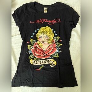 Ed Hardy Black Tee with Colorful Graphic